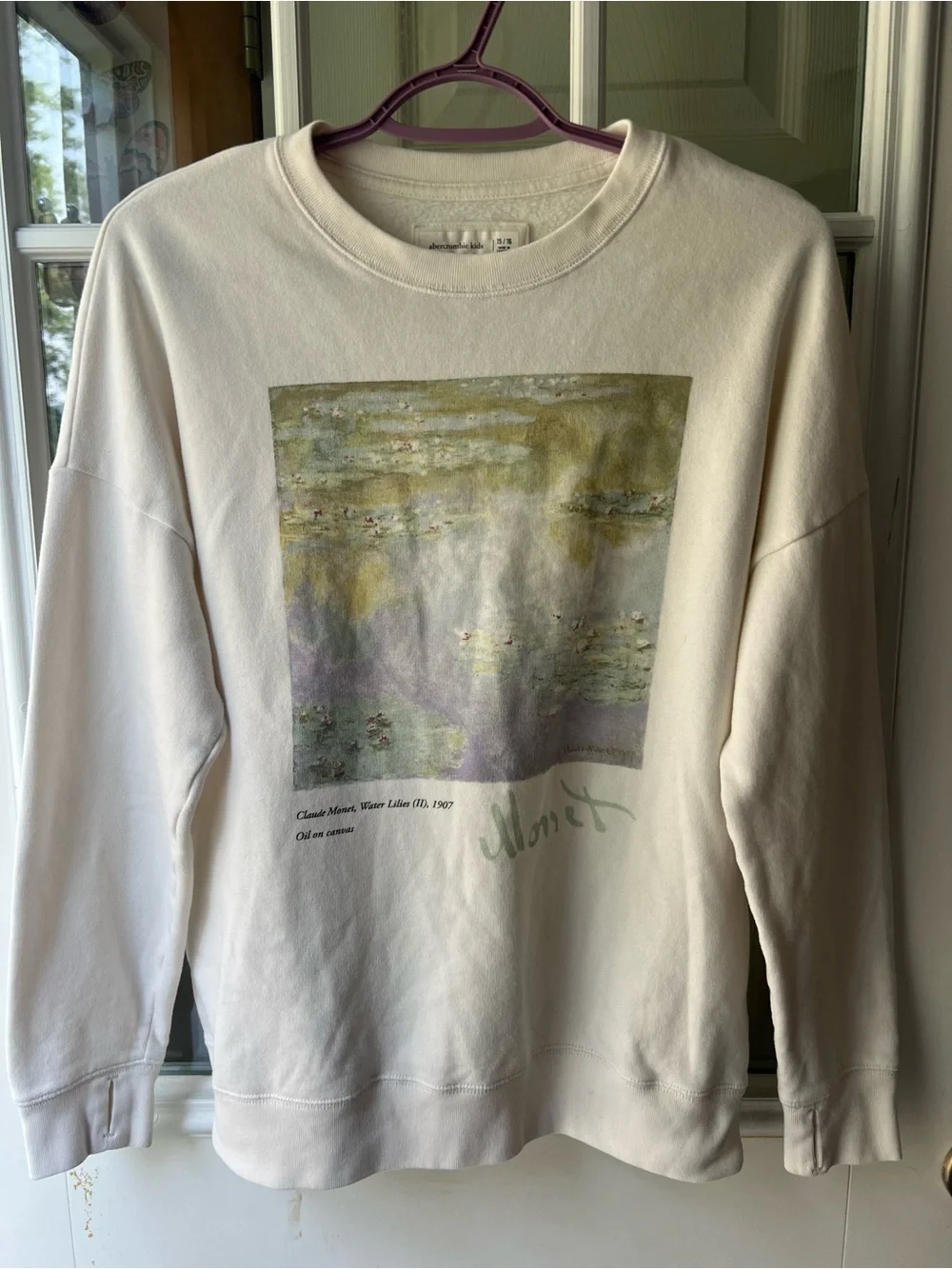 abercrombie kids Cream Monet Graphic Crewneck Sweatshirt